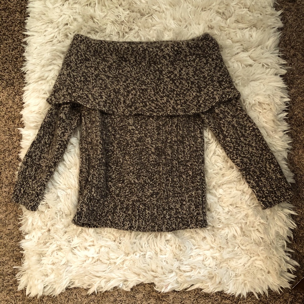 Express Chashmere Blend Off Shoulder Brown Sweater
